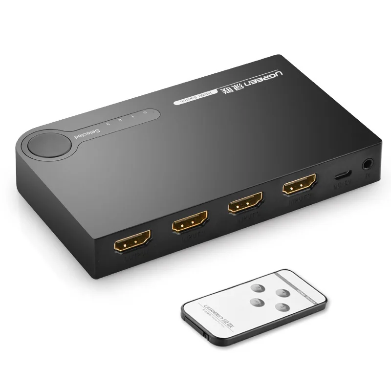 

Ugreen hdmi Switcher 3 in 1 out HDMI Three a HD Video Remote Control Amplifier Switching