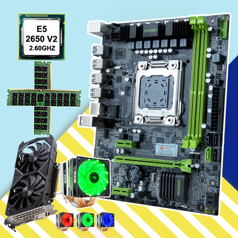HUANANZHI компьютерное оборудование DIY micro-ATX X79 материнская плата скидка материнская плата с процессором Intel Xeon E5 2650 V2 кулер ram 32G