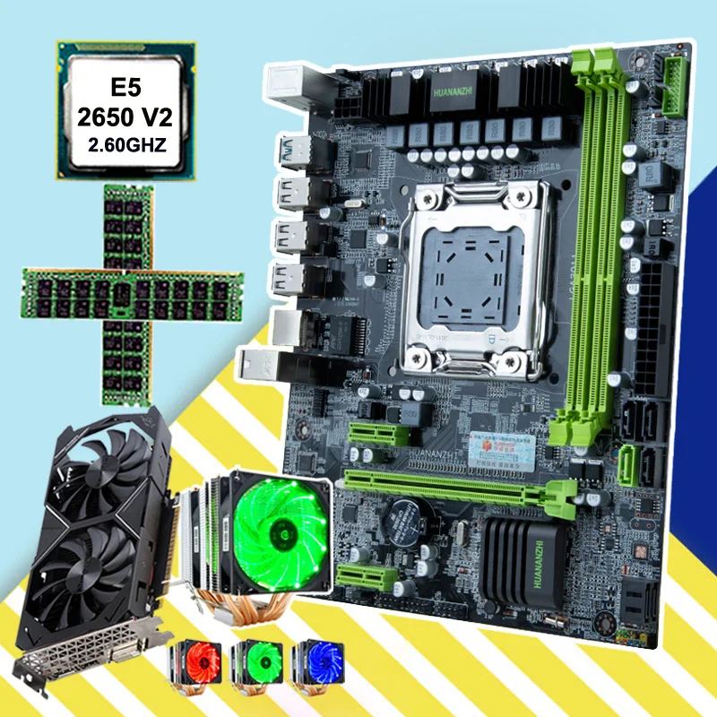 ^*Best Offers HUANANZHI computer hardware DIY micro-ATX X79 motherboard discount motherboard with CPU Intel Xeon E5 2650 V2 cooler RAM 32G