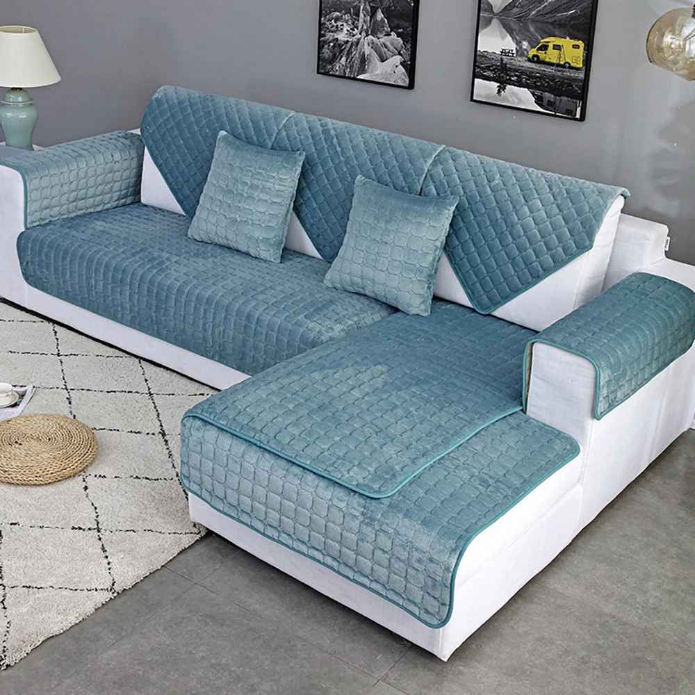 Details about   Thicken Crystal Velvet Fabric Sofa Cover Slip Resistant Seat Couch Cover Sofa 