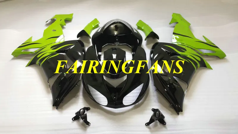 Комплект обтекателей для мотоцикла KAWASAKI Ninja ZX10R 06 07 ZX 10R 2006 2007 ABS Зеленые Черные