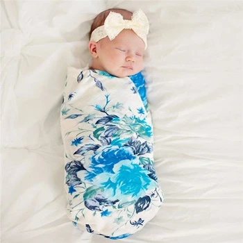 

0-12 Months Flower Printing Newborn unisex Blanket & Swaddling Baby Swaddle Blanket Baby Sleeping Muslin Wrap bath towel A40
