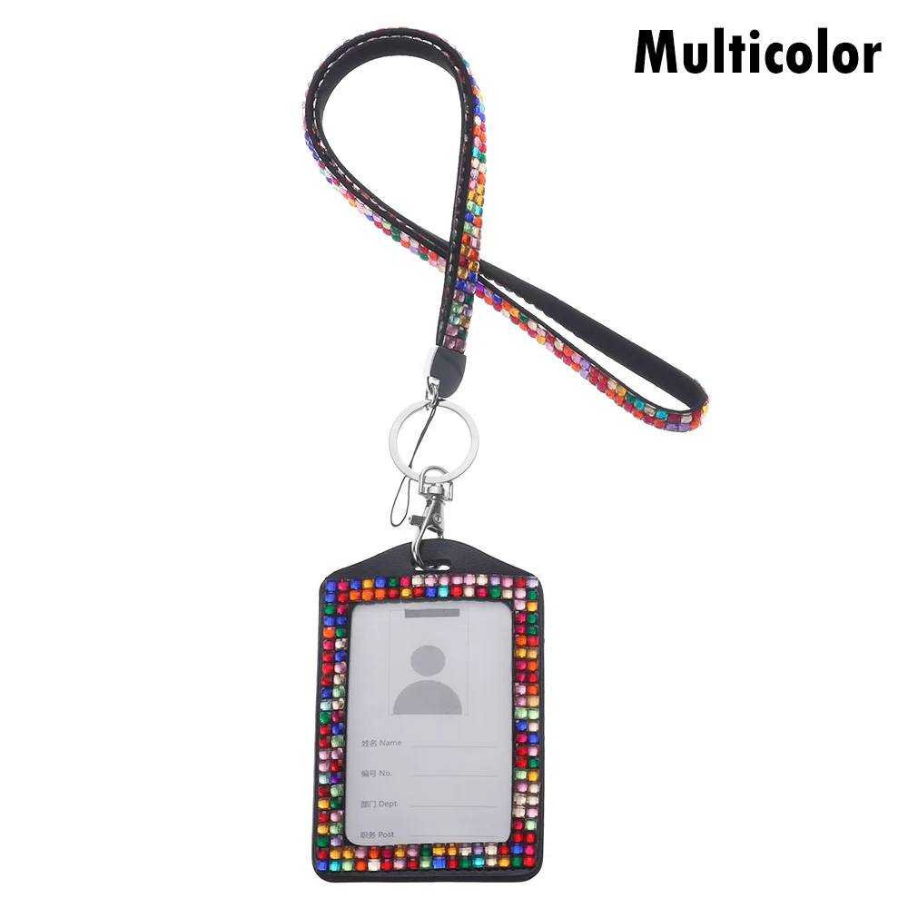 multicolor 1 шт. шикарный значок с горным хрусталем держатель для карт со шнуром вертикальный бизнес бедж протектор унисекс Чехол Многофункциональный чехол для карт - Цвет: multicolor
