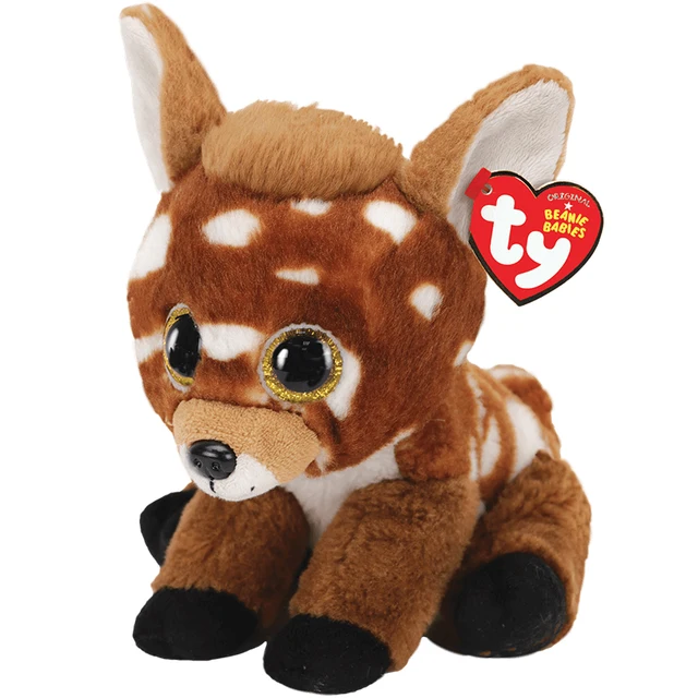 15CM Ty Beanie Boos Big Glitter Eyes Christmas Golden Horn Deer Sven Snow Plush Stuffed Animal Super Soft Christmas Gift Army Green