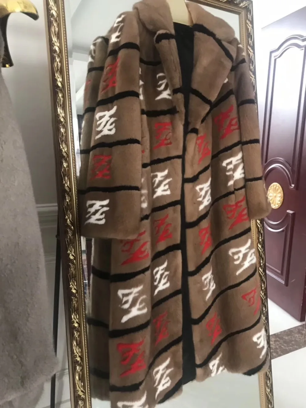 Fang Tai Fur зимнее бархатное Норковое Пальто для женщин с буквенным принтом, натуральное тонкое Норковое Пальто, женское длинное натуральное меховое пальто