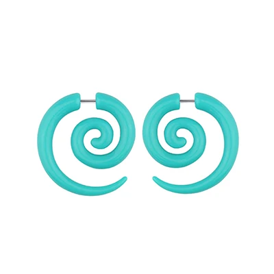 Cyan 1 пара акриловых спиральных ушных затычек для растягивания, украшения для тела, акриловых ушных затычек, поддельные ушные расширители, набор туннелей - Окраска металла: Cyan