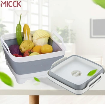 

MICCK Folding Sink Drain Basket Square Fruit Vegetable Basket Kitchen Supplies Travel Outdoor Portable Vegetable Fruit Basket