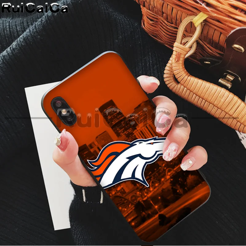 RuiCaiCa Denver Broncos Smart Cover черный мягкий чехол для iPhone X XS MAX 6 6S 7 7plus 8 8Plus 5 5S XR 11 11pro