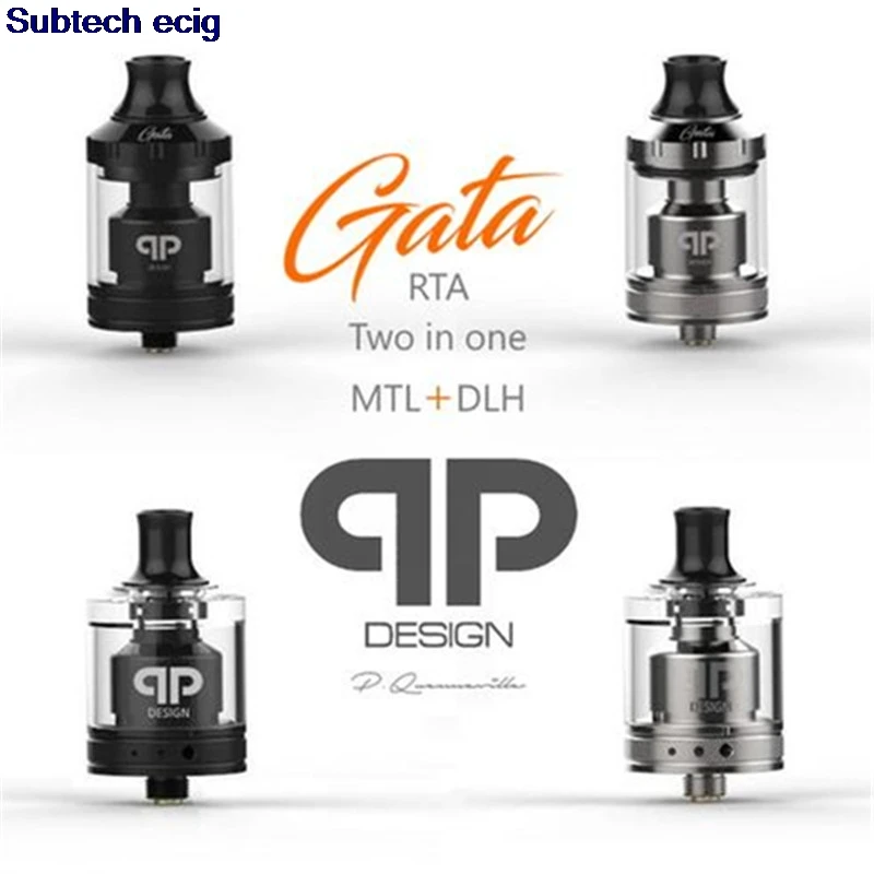 Goedkoop Nieuwe collectie QP Ontwerp GATA RTA tank 24mm diameter 2ML 4ML top Vullen Single Coil Dubbele ring drip voor MTL en DLH RDA RTA RDTA