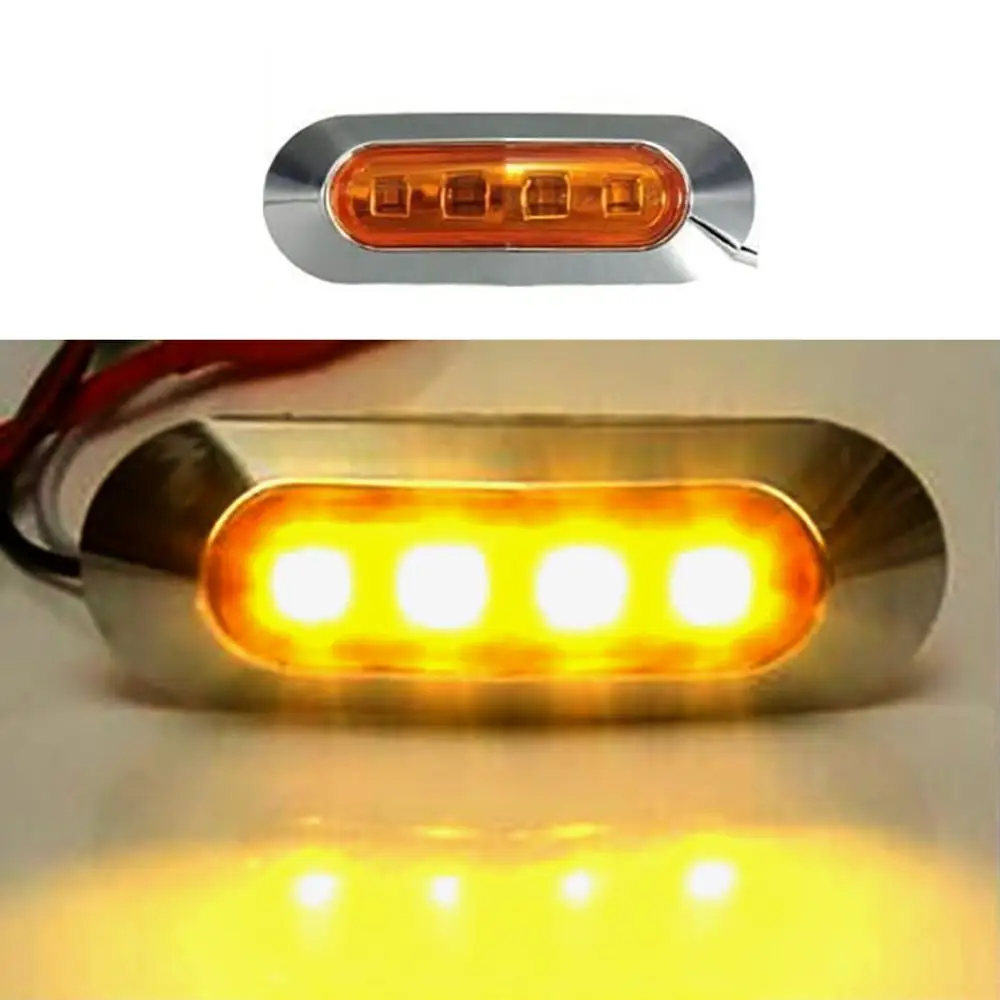 

10 Pcs Side Marker Tail Light Amber 4 SMD 12/24V Waterproof Led Marker Lamp Ndicator Trailer Light Rear Side Lamp Truck Light