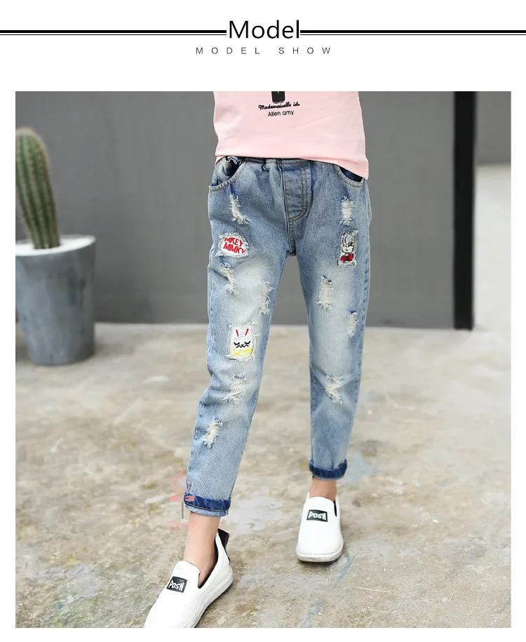 High Quality Children Ripped Hole Casual Jeans Pants New Spring Autumn Kids Broken Denim Trousers For Baby Boy Girl 3-10T