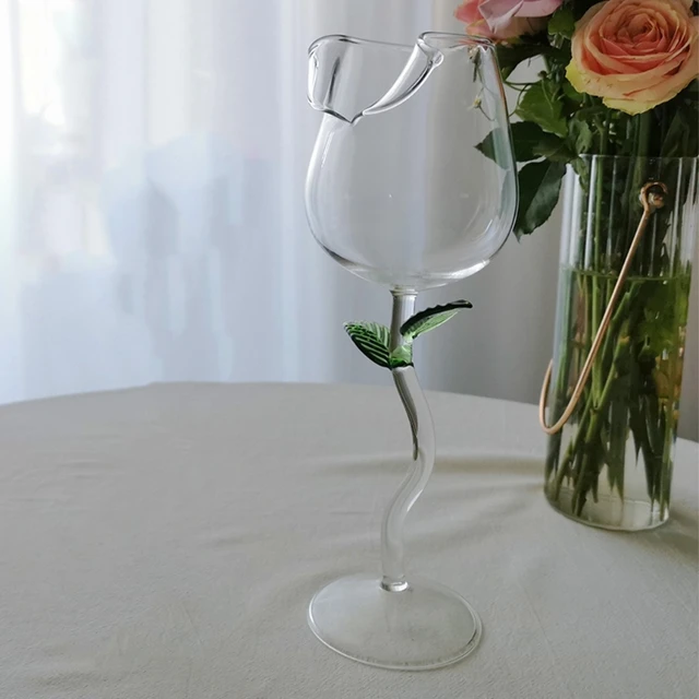 Rose Wine Glass Romantic Cocktail Red Wine Glass 150/400ml Rose Flower  Shaped Juice Champagne Glass Cup Bar Wedding Decoration - Glass - AliExpress