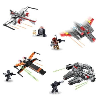 

4 IN 1 X-Wing Fighter Millennium Star 7 The Force Awakens Awakening Wars Building Block Brick compatible with Iego Fighter Toys