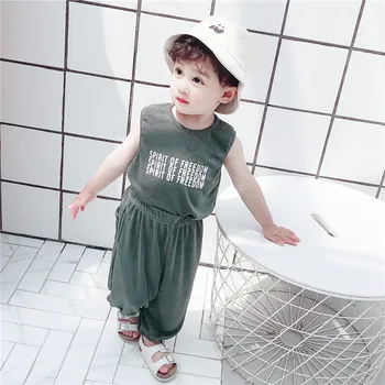 

Toddler Baby Boy Clothes Vest T Shirt Tops+ Thin Pants Outfits Set Children Clothes Boys Clothing Dropshipping