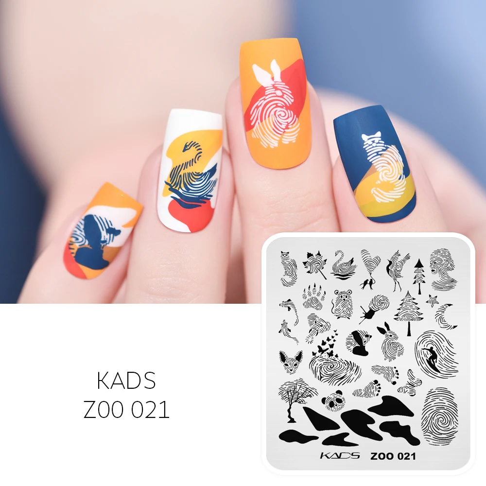 

Пластины для стемпинга ногтей KADS ZOO 021, с изображением животных и панды