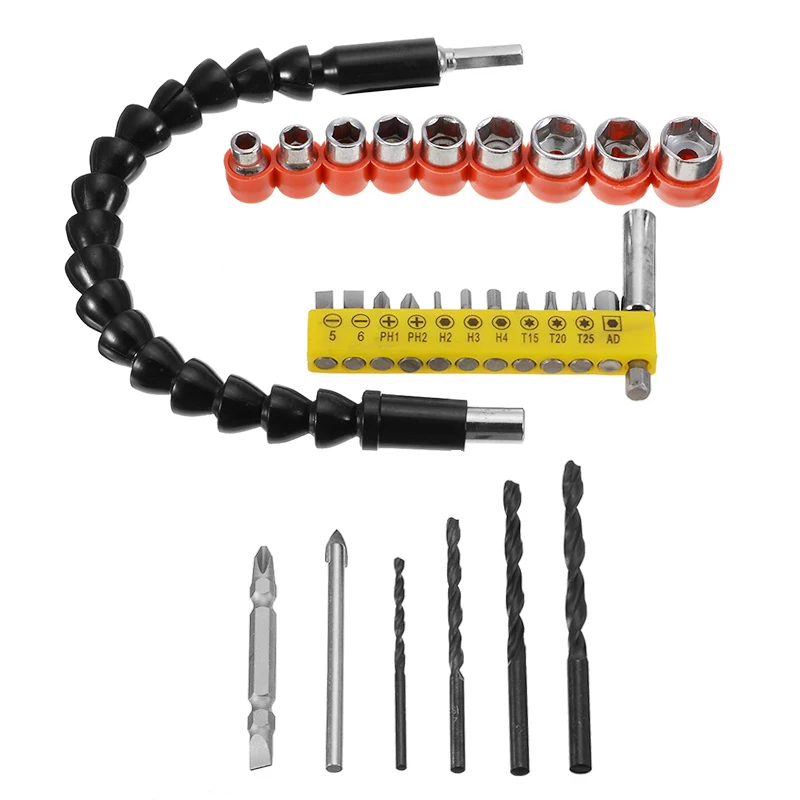 

Multifunctional Electric Drill Accessories Kit 32pcs Flexible Shaft Holder Electric Screwdriver Shaft connectors Rod Adapter