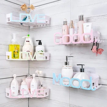 

Bathroom Wall Shelf Shower Corner Shelf Bath Storage Holder Rack Kitchen Wall-hanging Suction Cup Waterproof Bathroom Organizer