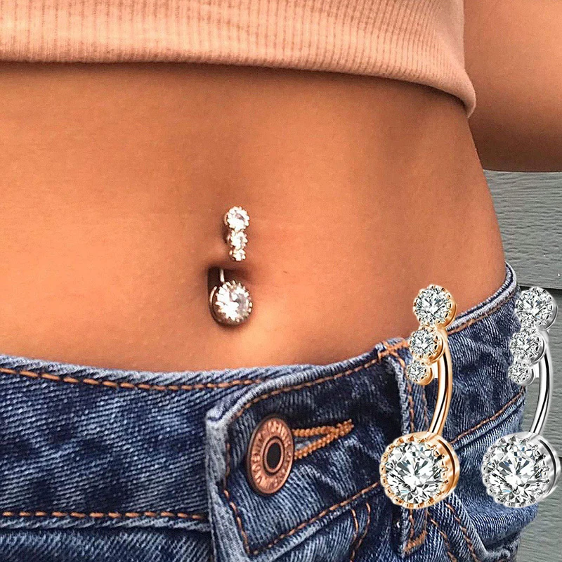Crystal Navel Bar Belly Button Ring Zircon Drop Dangle Body Piercing Jewellebe 