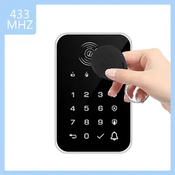 Clavier tactile sans fil, 433MHZ, carte RFID, déverrouillage pour la sécurité à domicile, alarme, bras hôte, désactivation, encodage Ev1527 noir 