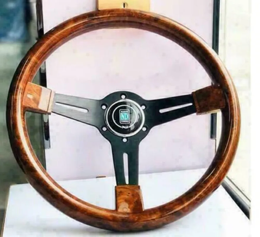 

NStyle CLASSIC 350MM STEERING WHEEL MAHOGANY WOOD WITH BLACK SPOKE ND New