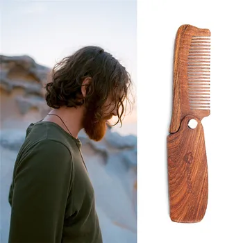 

Portable Sandalwood Fine Tooth Pocket Folding Comb with PU Bags All Hair Types Beard Mustache Brush Wooden Combs