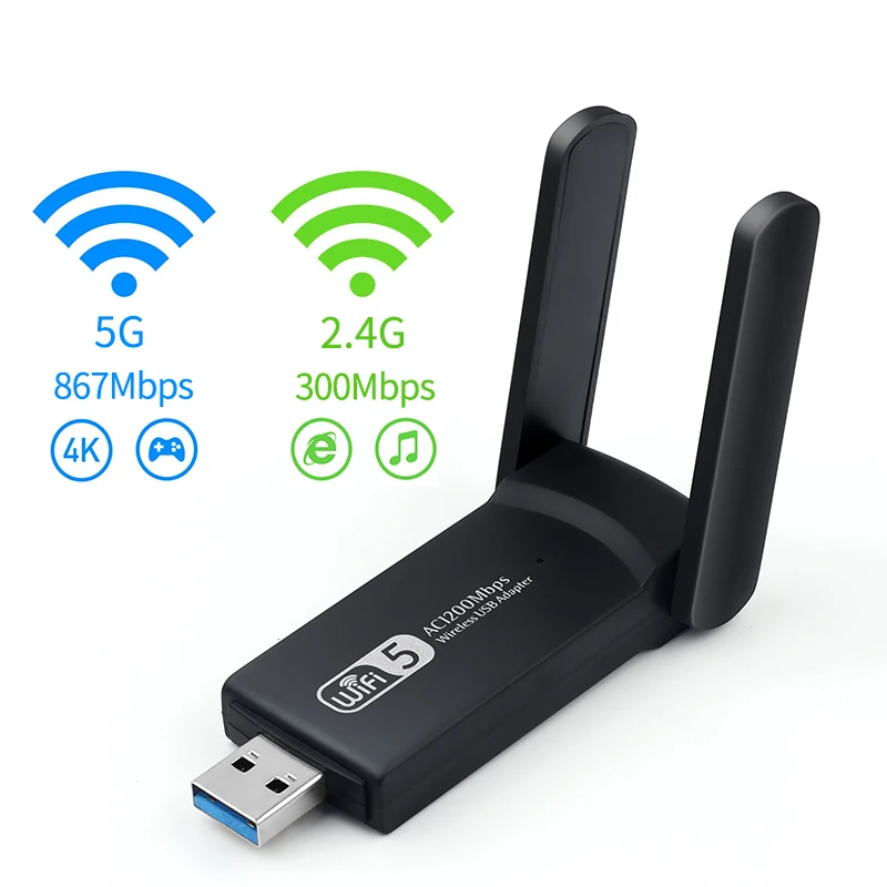 1800Mbps WiFi 6 USB Adapter 5G/2.4GHz USB3.0 Wi-fi Dongle Wireless 802.11ax Network Card High Gain Antenna Windows 7 10 11 lan adapter for mobile Network Cards