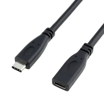 

USB Type C Extension Cable Black Connector USB C 3.1 Male To Female Type C Data Line Power Delivery Fast Charger PD Cable 1m