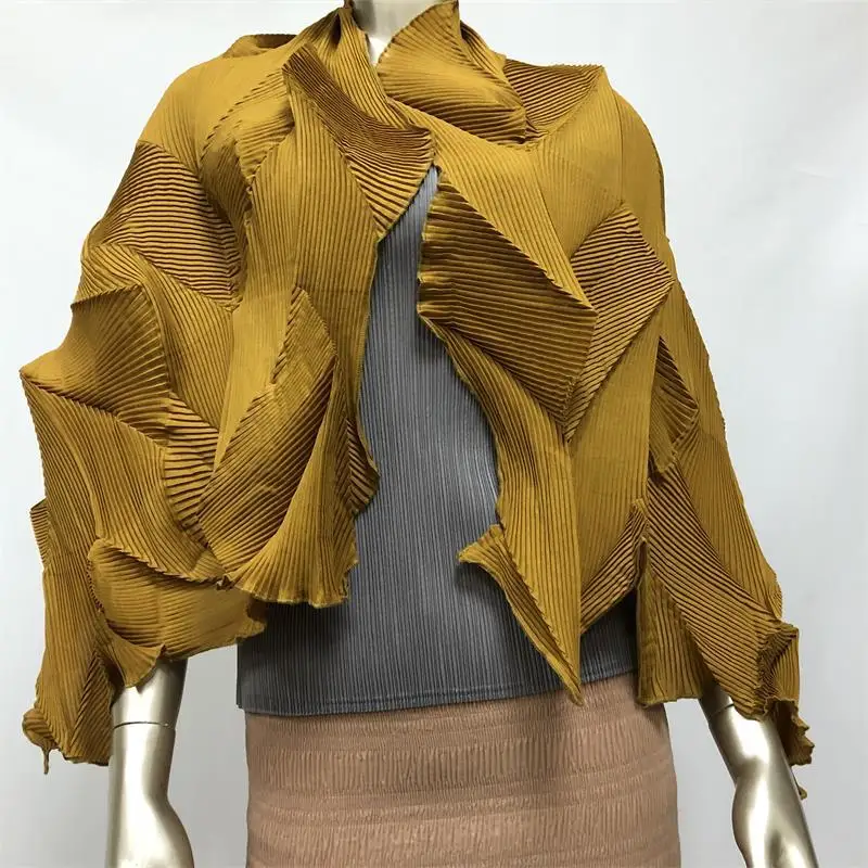 GINGER Miyake плиссированный шарф Алмазный гофрированный шарф модный складной легкий и трехмерный шарф - Цвет: GINGER