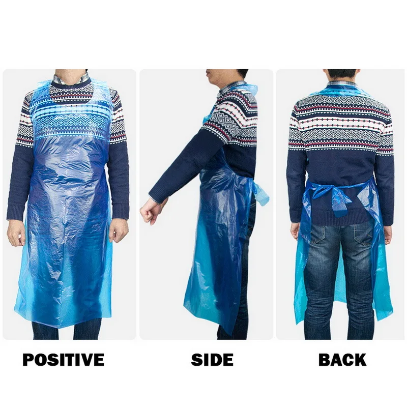 10/50/100PCS Thicken disposable apron adult plastic waterproof oil-proof clothes kitchen hairdresser woman barbecue Baking party