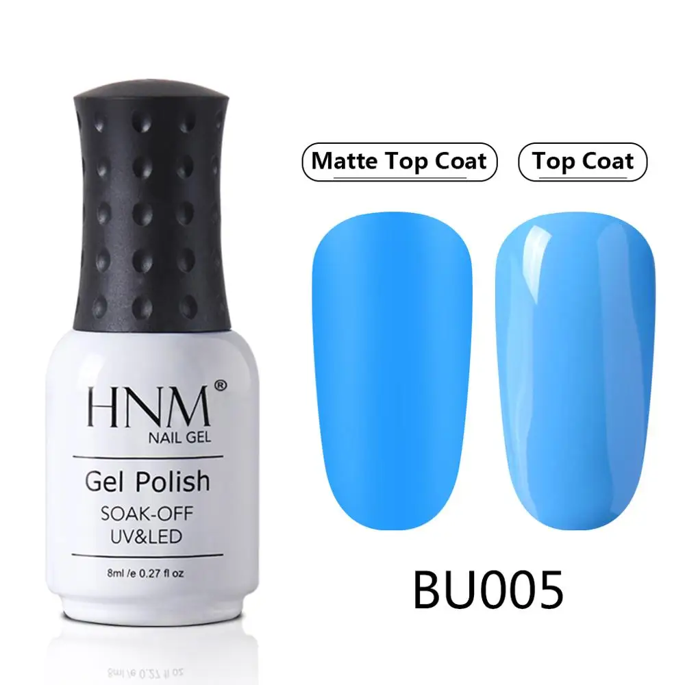 HNM Blue Purple Matte Effect Gel Nail Polish Need Matt Top Coat Base Semi Permanent UV LED Lamp Hybrid Varnishes Lacquer Gellak - Цвет: BU005