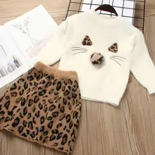 Осенне-зимнее платье с Минни для девочек; Новинка; платье принцессы; свитер с норкой; платье для девочек; одежда для детей; комплект из 2 предметов