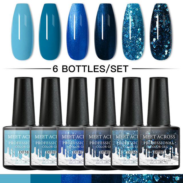 Gel Nail Polish Set With Top Base Gel Glitter Color Semi Permanent UV Led Gel Varnish Soak Off Nail Lacquers
