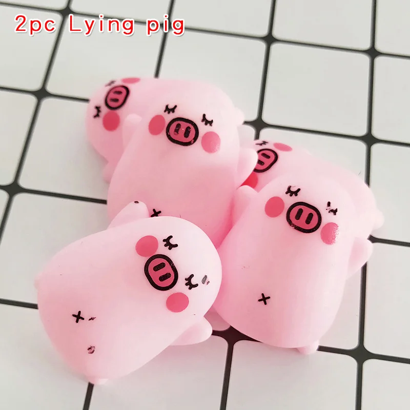 2pc Lying pig 2 шт./10 шт. милая розовая свинка антистрессовая игрушка креативный Забавный детский подарок украшение дома стресс сжимаются Мультяшные мягкие животные сжимаются игрушки - Цвет: 2pc Lying pig