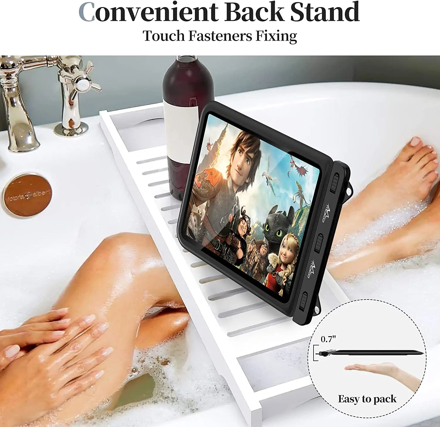 MoKo Waterproof Tablet Case 12 inch for iPad Pro 11,Galaxy Tab S6/S7 Bathroom Kitchen Stand Pouch Tablet Dry Bag 3