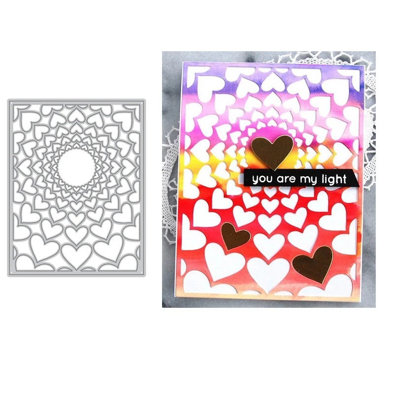 

Radial Hearts Cover Frame Metal Cutting Dies Stencil For Scrapbooking Embossing DIY Paper Card album Handcraft