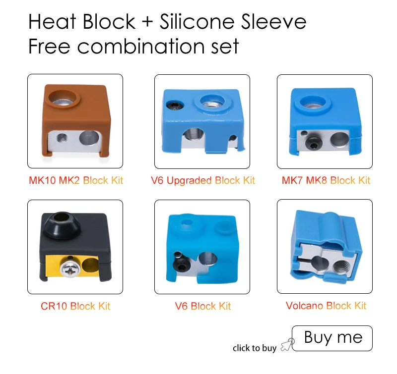 3D Printer Parts Silicone Sock for V6 Volcano MK8/MK9/CR10/CR10S Heated Block Warm Keeping Cover