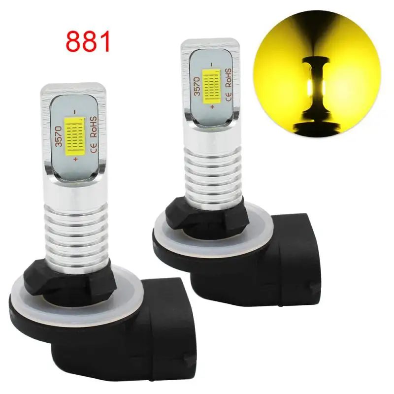 

2pcs High Power 881 LED Fog Light 3570 Chips LED Fog Blubs 360 Degree 72W 3200LM 3000K Golden Running Light LED Parking Bulb