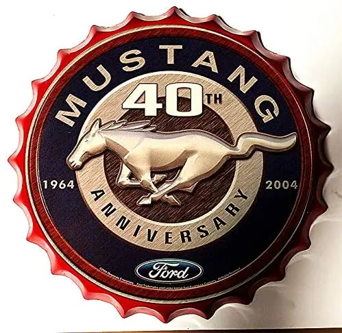 Retro Sign Mustang Bottle Caps Metal Tin Diameter Handcrafts Home Decor Bar Plaque Lounge Man Cave Garage | Дом и сад
