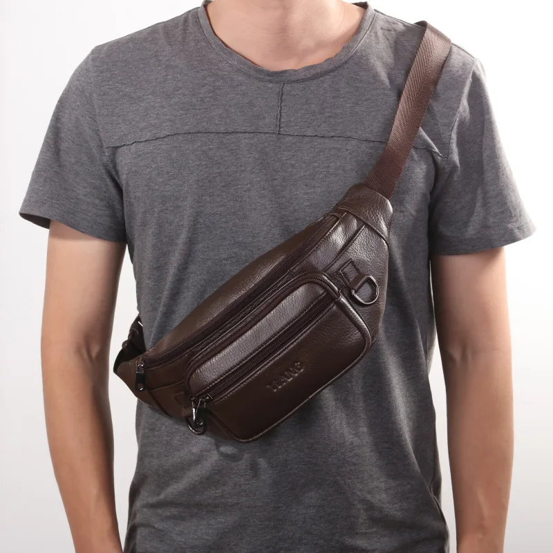 Мужская поясная сумка, повседневные сумки из натуральной кожи, качественные мужские сумки из воловьей кожи, мужские сумки на лямках