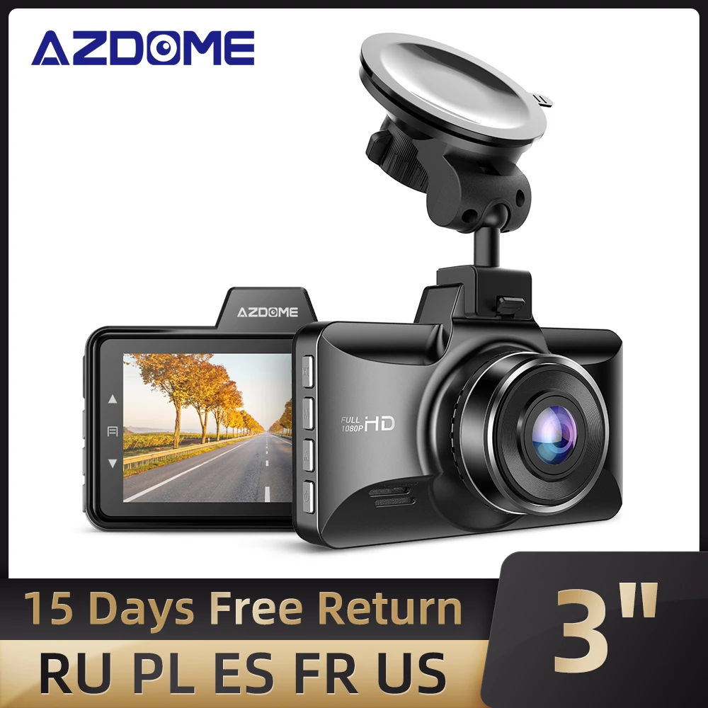 AZDOME M01 Pro Mini 3-Inch IPS Screen Car DVR 1080P Dual Lens Night Vision Dash Cam  Wide Angle G-Sensor Loop Recording Camera