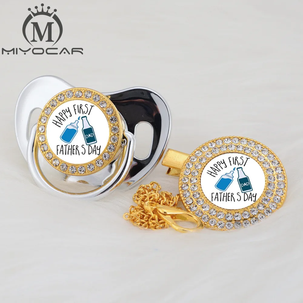MIYOCAR на заказ любой тест День отца золото bling соска и соска клип черный BPA бесплатно пустышка bling уникальный дизайн P-FD