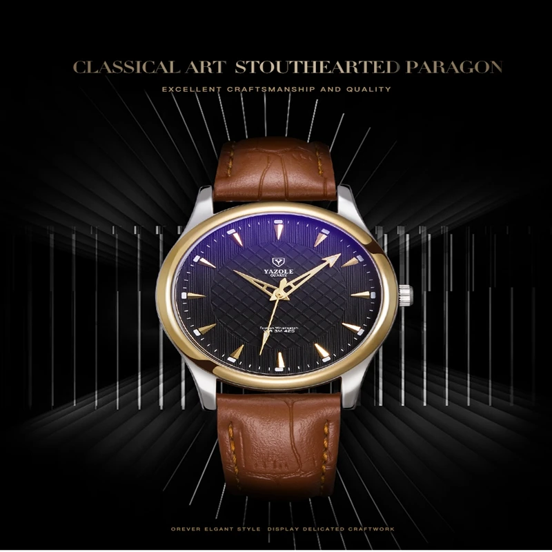 

YAZOLE Men Watch Fashion Top Brand Luxury Waterproof Wristwatch Leather Strap Quartz Watch Casual Male Clock Relojes Para Hombre