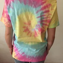 Принт размера плюс галстук краситель Радуга градиент Футболка Топ корейский хиппи скейтборд в стиле панк для женщин и мужчин Уличная Harajuku футболка