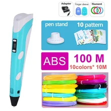 3D Pen with 20 Color PLA Filaments Printing Drawing Pencil Creative Gift for Kids Children 3D Printer DIY Print Pen Craft Toy