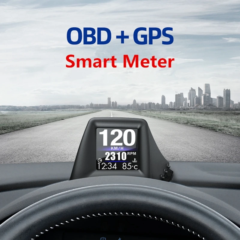 Китайский новый гаджет HUD OBD2 + GPS бортовой компьютер A pillar trim установка об/мин турбо
