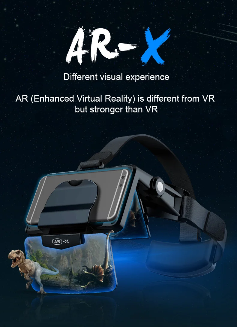 AR-X 3D gafas VR casco de realidad Virtual vasos auriculares gafas contacto para Smartphone de Casque teléfono inteligente Android 3 D lente