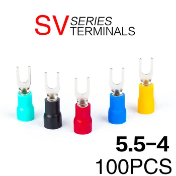 

100PCS SV5.5-4 wire crimping terminal connector flat terminal crimping wire connector insulation and waterproof A.W.G 12-10