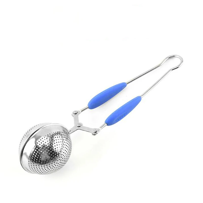 Stainless Steel Tea Infuser Sphere Mesh Filter Loose Tea Leaves Strainer Handle Kitchen Gadgets Tea Bag Tool Tea Strainer - Цвет: blue