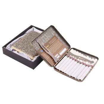 

New cigarette case, stainless steel 20 sides flip over, cigarette box, bronze flower, automatic cigarette box, multi pattern