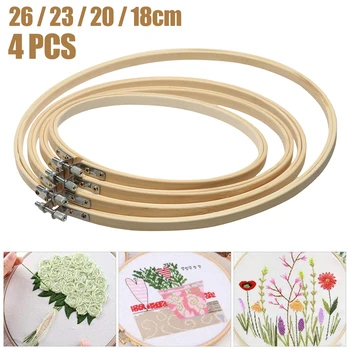 

4pcs 18/20/23/26cm Sewing Tool Round Wooden Embroidery Hoops Frame Bamboo Embroidery Hoop for DIY Cross Stitch Needle Craft Tool